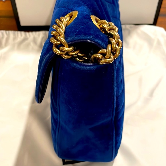 Authentic blue velvet medium Gucci Marmont - Picture 4 of 14